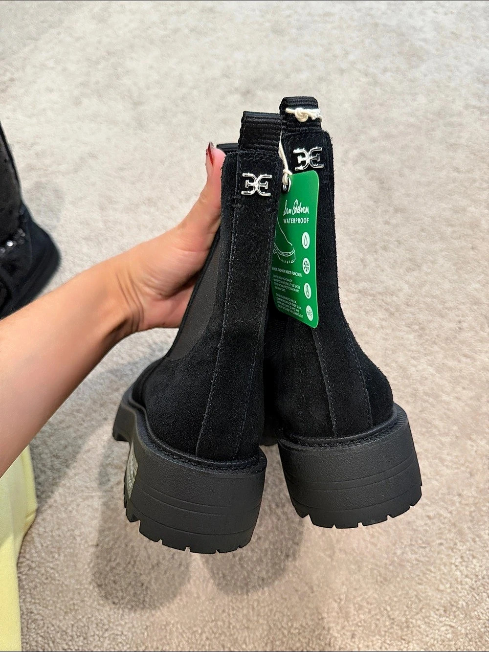 Sam Edelman Laguna Waterproof Chelsea Boot Black Lug Sole Boots - Picture 3 of 5